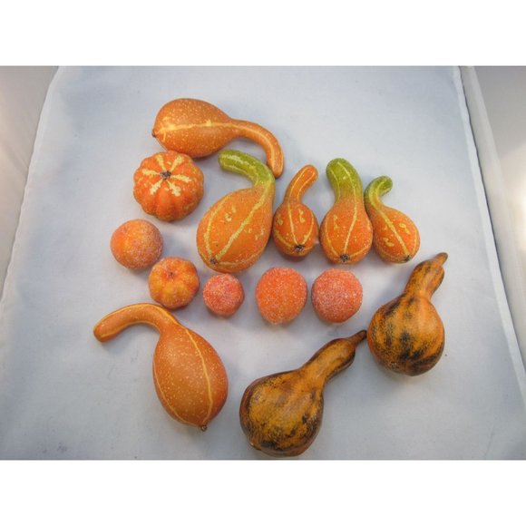 Variety of 14 Fall Decorative Artificial Pumpkins Squash Home Decor - Picture 10 of 12